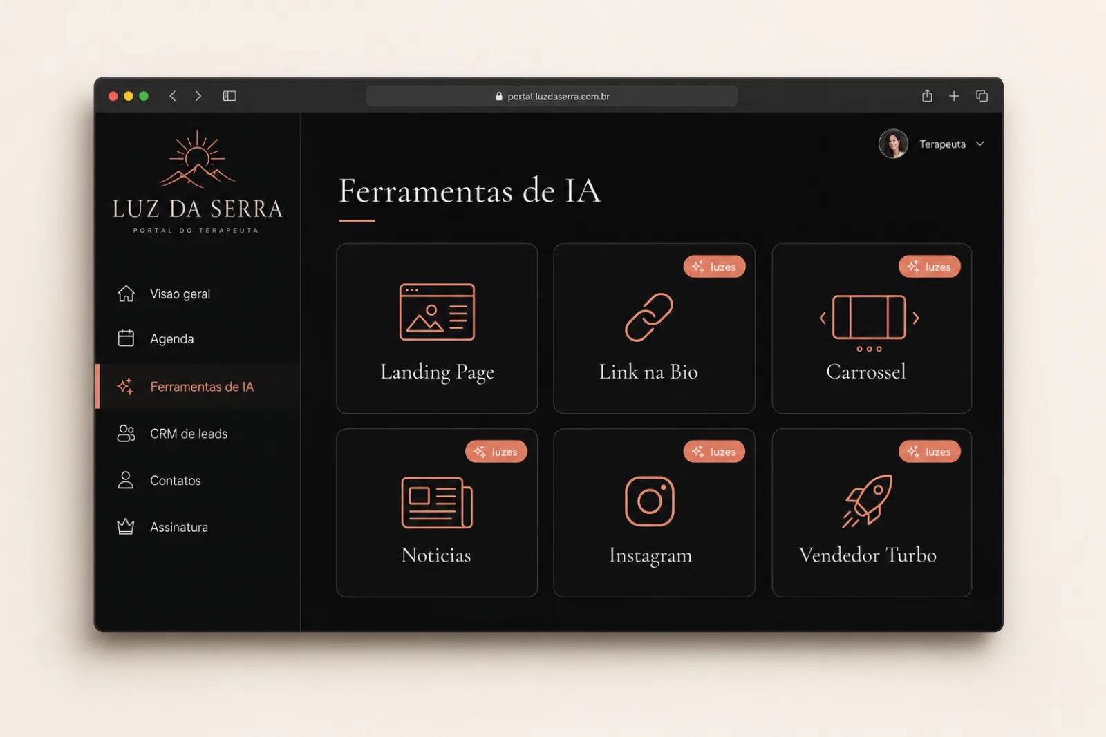 Portal do terapeuta da Luz da Serra
